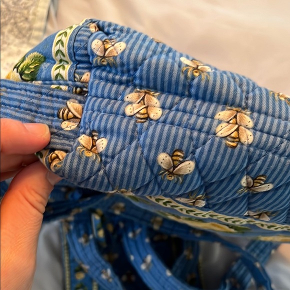 Vintage retired print Vera Bradley Bees Floral Blue Tote Bag - Picture 7 of 8